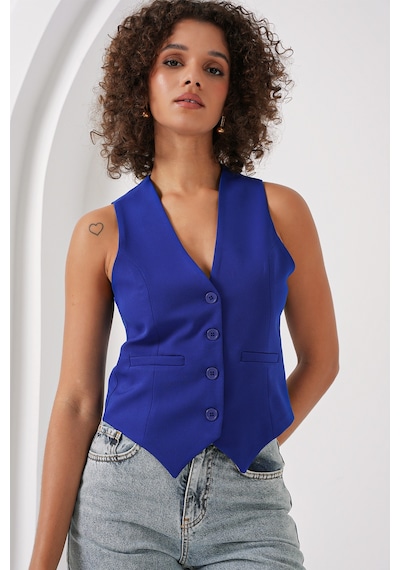 Bigdart 6796 Kısa Dokuma Yelek - Saks
