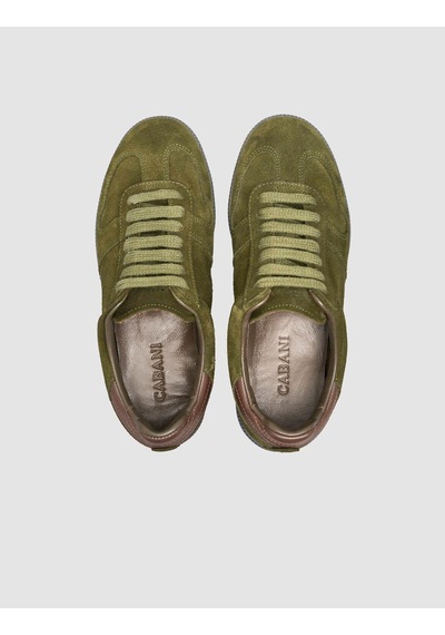 %100 Hakiki Süet Deri Haki Kadın Sneaker Haki