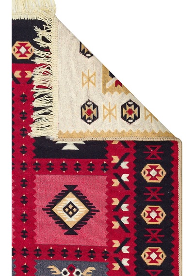 Red Yıkanabilir Çift Taraflı Modern Desenli Dokuma Kilim
