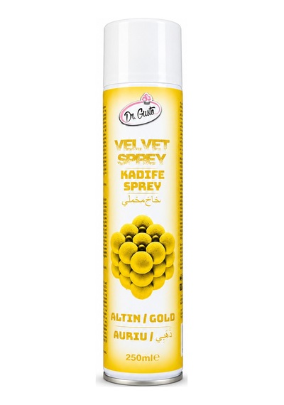 Dr. Gusto Kadife Velvet Sprey Gıda Boyası Altın 250 Ml