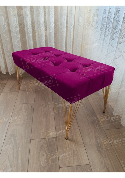 Modern Dilim Puf Ayakucu Puf Gold Metal Ayak 100 45 Mor