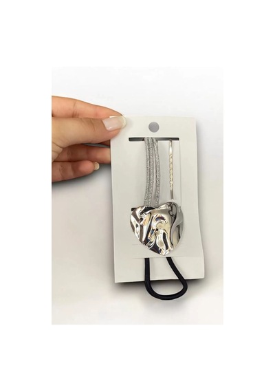 Caş Dekorasyon Gümüş Renkli Metal Detaylı Lastik Toka Ve Tel Toka Set Gümüş