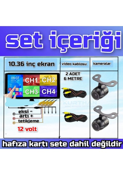 2 Adet 1080p Ahd 150'' Kelebek Kamera Dvr Dokunmatik Ekran Video Müzik 12 Volt