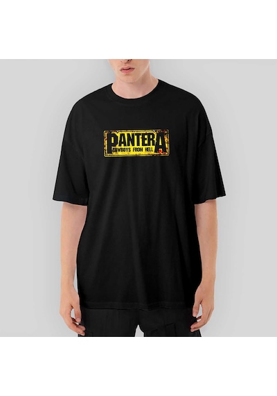 Pantera Cowboys From Hell Text Oversize Siyah Tişört Siyah