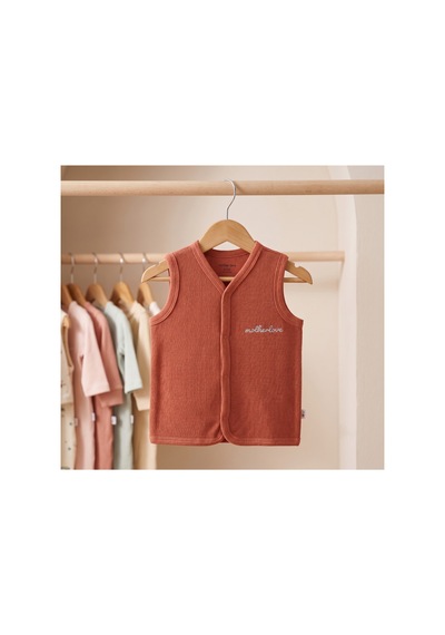 Mother Love %100 Organik Pamuk Çift Katlı Ve Çıtçıtlı Bebek Yeleği 9-36 Ay Turuncu