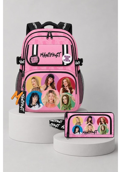 X Dekomus Lisanslı Manifest Toz Pembe Collection Okul Çantası Ve Kalem Çantası Seti Altın