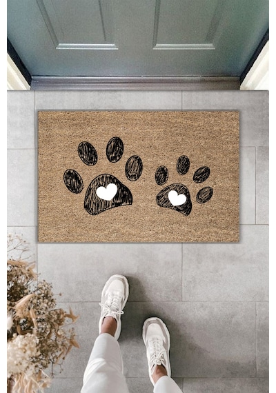 Rugmood Modern Dijital Baskı Paspas - Çift Büyük Pati - Kapı Önü Paspası 70x45cm Kahverengi