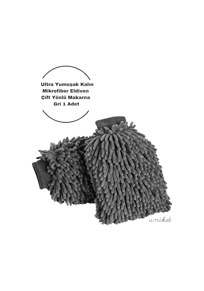 Ultra Yumuşak Mikrofiber Yıkama Eldiveni - Çift Yönlü Makarna Gri 1 Adet