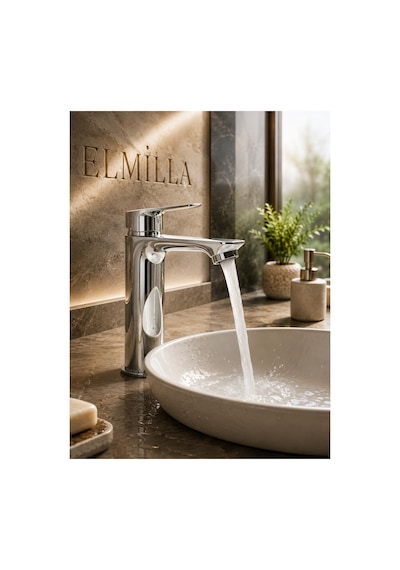 Lüx Krom Sabit Lavabo Bataryası Premium Tasarım Ağır Gövde Çift Su Girişli Lavabo Bataryası Çeşmesi Musluğu