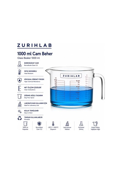 Kulplu Cam Ölçü Kabı Beher 1000 Ml Diğer
