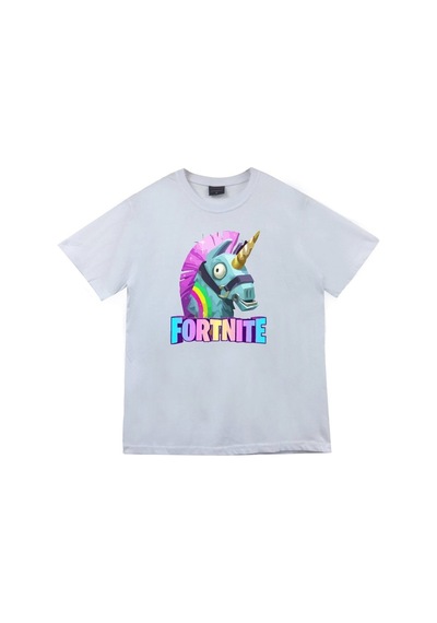 Stoned&Fame Unisex Beyaz Fortnite Baskılı Kısa Kol T-shirt Beyaz