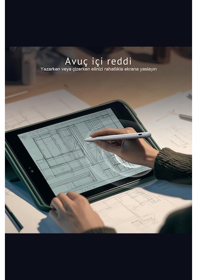 Fuchsia Apple Uyumlu iPad  Air 6. Nesil M2 11" Avuç İçi Red Ve Eğim Özellikli Manyetik Yapışan Dokunmatik Kalem