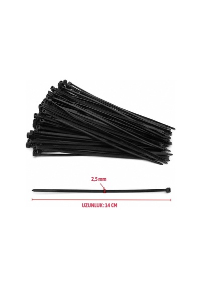 Tr 100 Adet Plastik Kablo Bağı Cırt Kelepçe 2,5x140 Mm Siyah Kablo Düzenleme Sabitleme Aparatı Genel