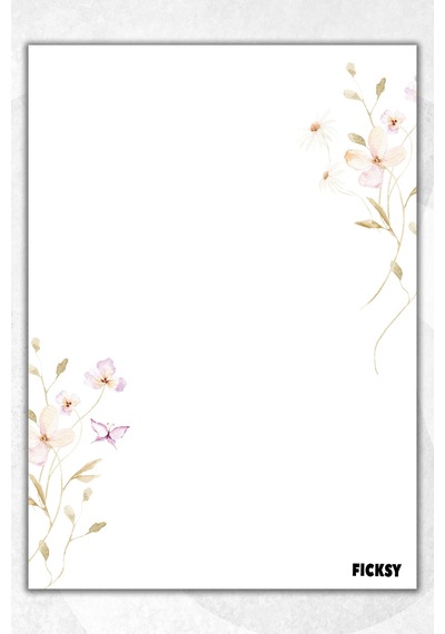 A5 Çiçek Bloknot Çizgisiz Defter - 50 Yaprak - Memopad - Notepad - Not Defteri - Not Kağıdı Çok Renkli Çok Renkli