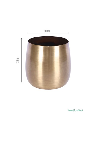 Yapay Çiçek Sitesi Metal Cezve Saksı 13 Cm Bronz