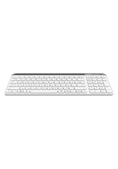 Kb-bt90 Beyaz/gri Bluetooth+ 2.4ghz Telefon Tablet Standlı Şarjlı Q Mac/win/android/ıos Uyumlu Kablosuz Klavye