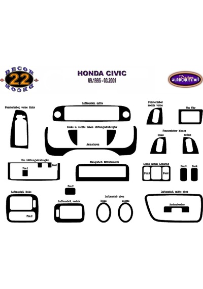 Honda Civic Ies Konsol/Maun Kaplama 1995-2001 22.Prç