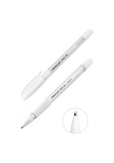 Neon Jel Kalem Beyaz Renk 1.00 MM Pensan Neon Gel Tükenmez Kalem B