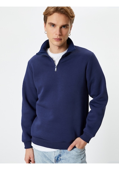Koton Yarım Fermuarlı Sweatshirt Basic Dik Yaka Ribanalı Uzun Kollu Lacivert 4sam70002mk Lacivert Koton Yarım Fermuarlı Sweatshirt Basic Dik Yaka Ribanalı Uzun Kollu Lacivert 4sam70002mk Lacivert