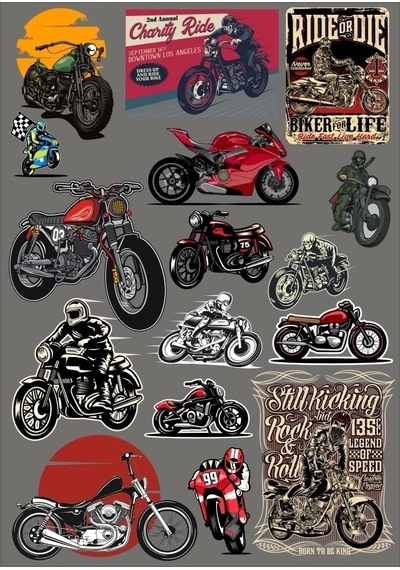 Motorcu Sticker 5 15 Parça Telefon, Tablet, Defter, Laptop Sticker