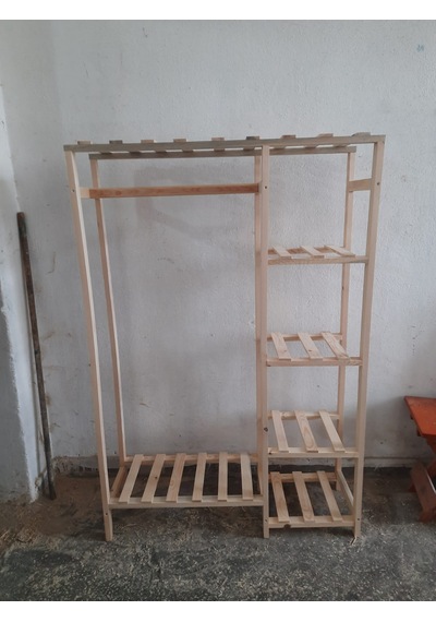 Ahşap Gardırop, Masif Ahşap Dolap, Açık Dolap 110x40x150 Ahşap