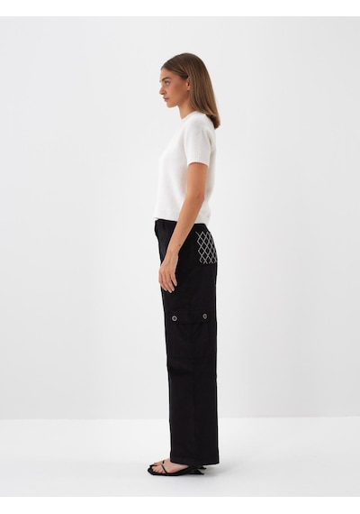 Xint Siyah Lüks Dokulu Soft Kadife Oversize Pantolon 201245