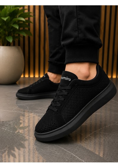 Günlük Rahat Taban Bağcıklı Sneaker Spor Ayakkabı Siyah