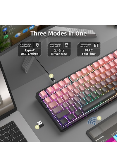 Magegee Light100 Hot-swappable Kablosuz Win/mac Uyumlu Custom Klavye Hall Effect Magegee Light100 Hot-swappable Kablosuz Win/mac Uyumlu Custom Klavye Hall Effect