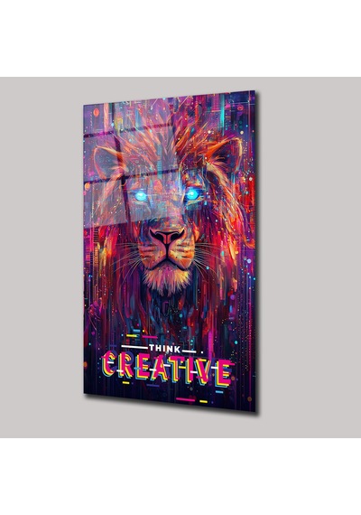 Thınk Creatıve Aslan Illustratıon Art - Cam Tablo - Deg0250