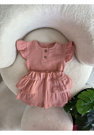 Miniğimin Cicileri Bebek Pamuklu Fırfırlı Şortlu Kız Çocuk Takım - Gül Kurusu Gül Kurusu Miniğimin Cicileri Bebek Pamuklu Fırfırlı Şortlu Kız Çocuk Takım - Gül Kurusu Gül Kurusu