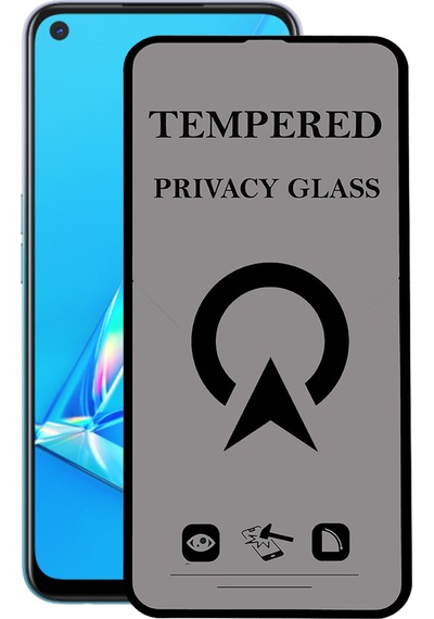 Oppo A92 ile Uyumlu Tam Kaplayan Privacy Hayalet Temperli Ekran Koruycu Cam