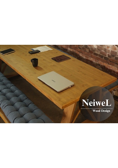 Neiwel Dios Doğal Ahşap Banklı Toplantı Masasıı x 80 x 220 Açık Ceviz