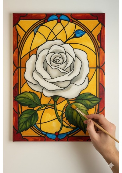 Elmas Çiçek Boyama Seti. 25x35 Cm Ebatlarında. Uv Baskı 6 Ana Ren
