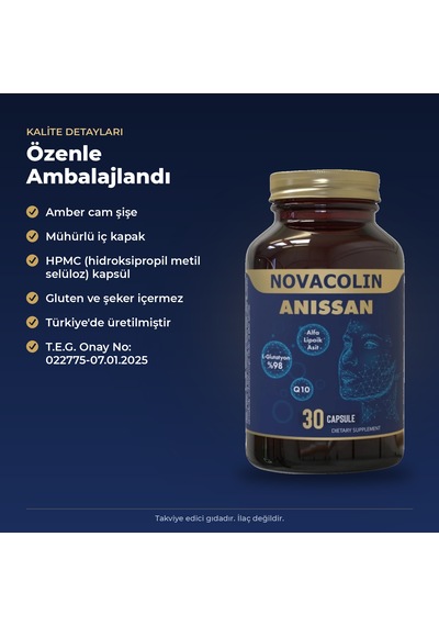 Novacolin Anissan L-glutatyon Alfa Lipoik Asit Q10 30 Kapsül