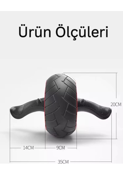 Evapera Profesyonel Geri Tepmeli Ab Wheel Roller Karın Kası Egzersiz Tekerleği Mekik Aleti Max150kg Siyah