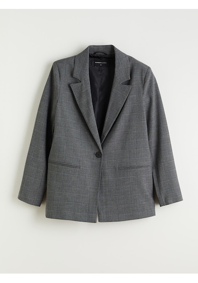 Lcwaıkıkı Classic Gri Ekose Kadın Blazer Ceket