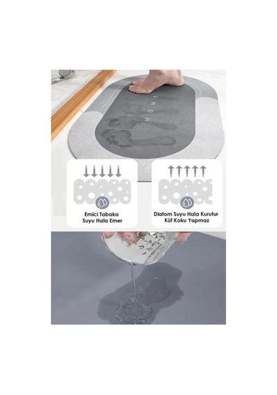 Buççin Online Mağaza Süper Su Emici Kaymaz Taban Oval Banyo Paspası Diatomik Banyo Lavabo Su Emici Paspas 60 X 39 Cm Kauç Çok Renkli