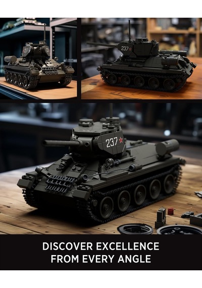 T34/85 Askeri Tank İnşaat Oyuncağı, Ww2 Sıkıştırma Elemanları Panzer Model Koleksiyonu, Yetişkinler İçin Hedi
