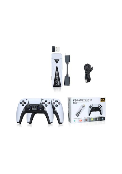 4k Android Tv Stick Ve Retro Game Konsol 10000 Oyunlu 64gb Beyaz