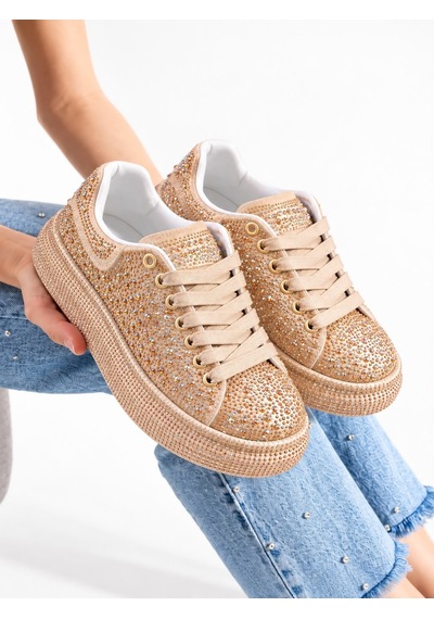 Dabab Shoes Stella Kadın Gold Taşlı Işıltılı Platform Sneakers Spor Ayakkabı Altın