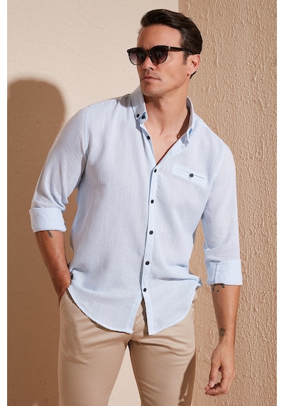 Buratti % 100 Pamuklu Slim Fit Uzun Kollu Erkek Gömlek Cf21S111498 Mavi Buratti % 100 Pamuklu Slim Fit Uzun Kollu Erkek Gömlek Cf21S111498 Mavi