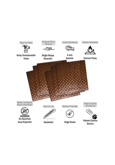 3 Boyutlu Duvar Paneli Kabartmalı Puantiye Desen Pvc 41x41 Cm/ 6 Adet /1 M² Teak