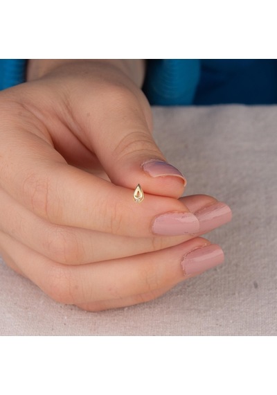 Goldkupe 14 Ayar Altın Minik Taşlı Damla Küpe 0,64 Gr-4094