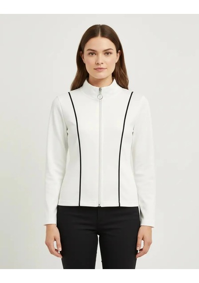 Nazzain Biye Detay Dar Kesim Sweatshirt Beyaz