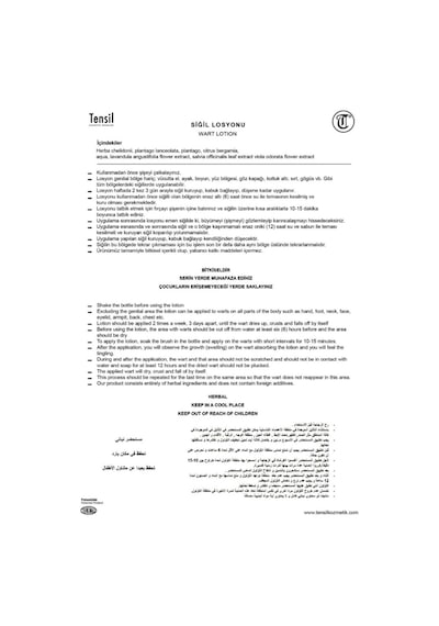 Tensil Siğil Losyonu Bitkisel Solüsyon Wart Lotion