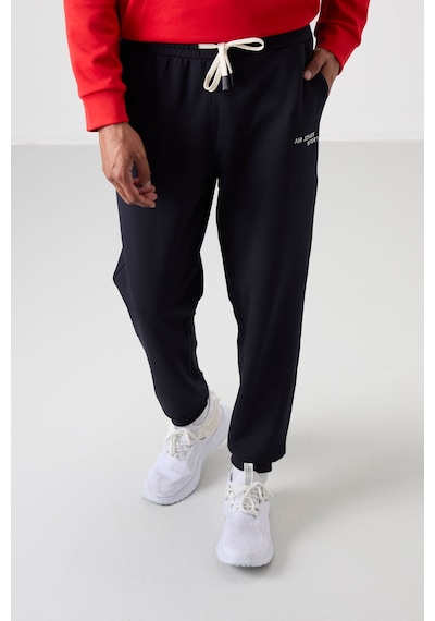 Tommy Life Fiesta - Lacivert Pamuklu Kalın Yumuşak Dokulu Comfort Fit Nakışlı Erkek Eşofman Takım - 85255 Kırmızı - Lacivert