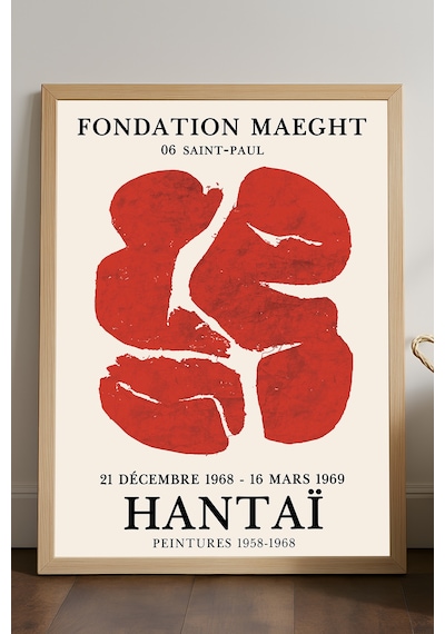 Hantai Peintures Doğal Ahşap Çerçeveli Poster, Dekoratif Sanatsal Duvar Tablosu