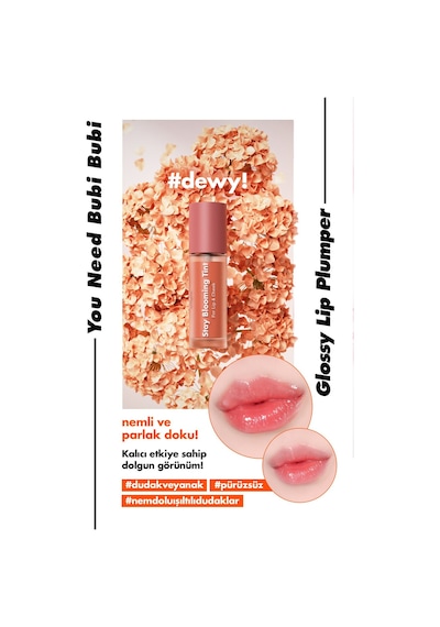 Unpa Nemli ve Canlı Mercan Tonlu Yanak ve Dudak Tinti UNPA Bubi Bubi Stay Blooming Tint