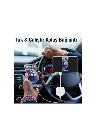 Apple Uyumlu iPhone Usb+lightning Carplay Mirror Adaptör Çevirici -youtube Netflix Tiktok Video - Karbul4409-6 Beyaz