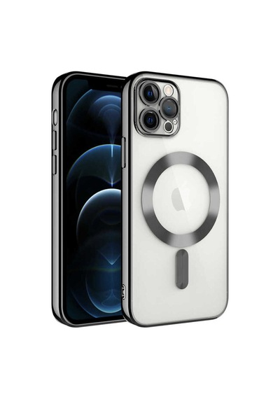 Apple Uyumlu iPhone 11 Pro Max Kılıf Kamera Korumalı M-safe Wireless Şarj Özellikli Zore Demre Kapak Gümüş